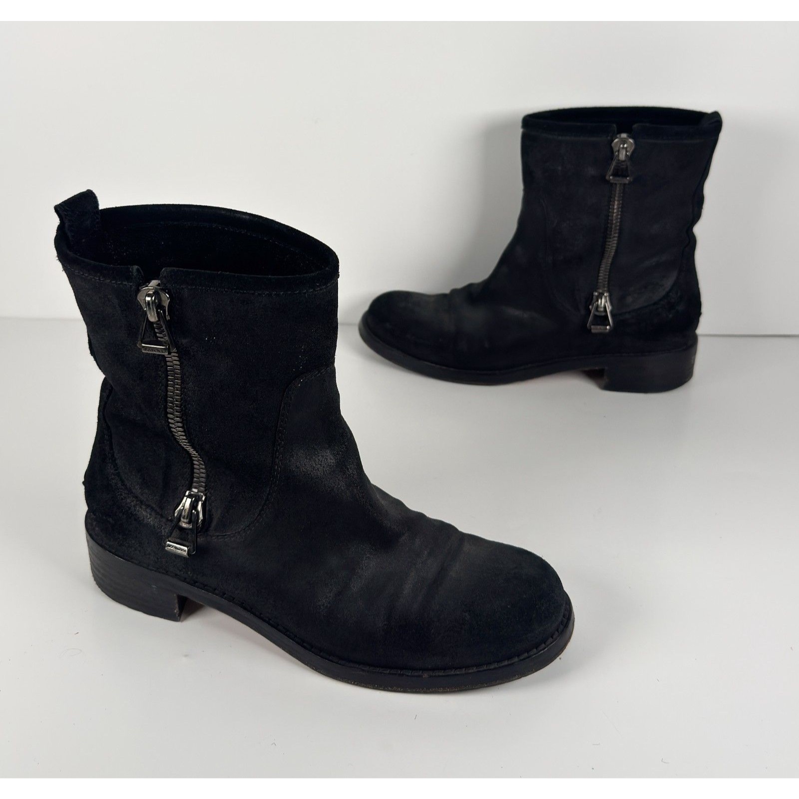 Jimmy Choo Black Suede Ankle Moto Boots Size Eu 38 Us 7.5/8